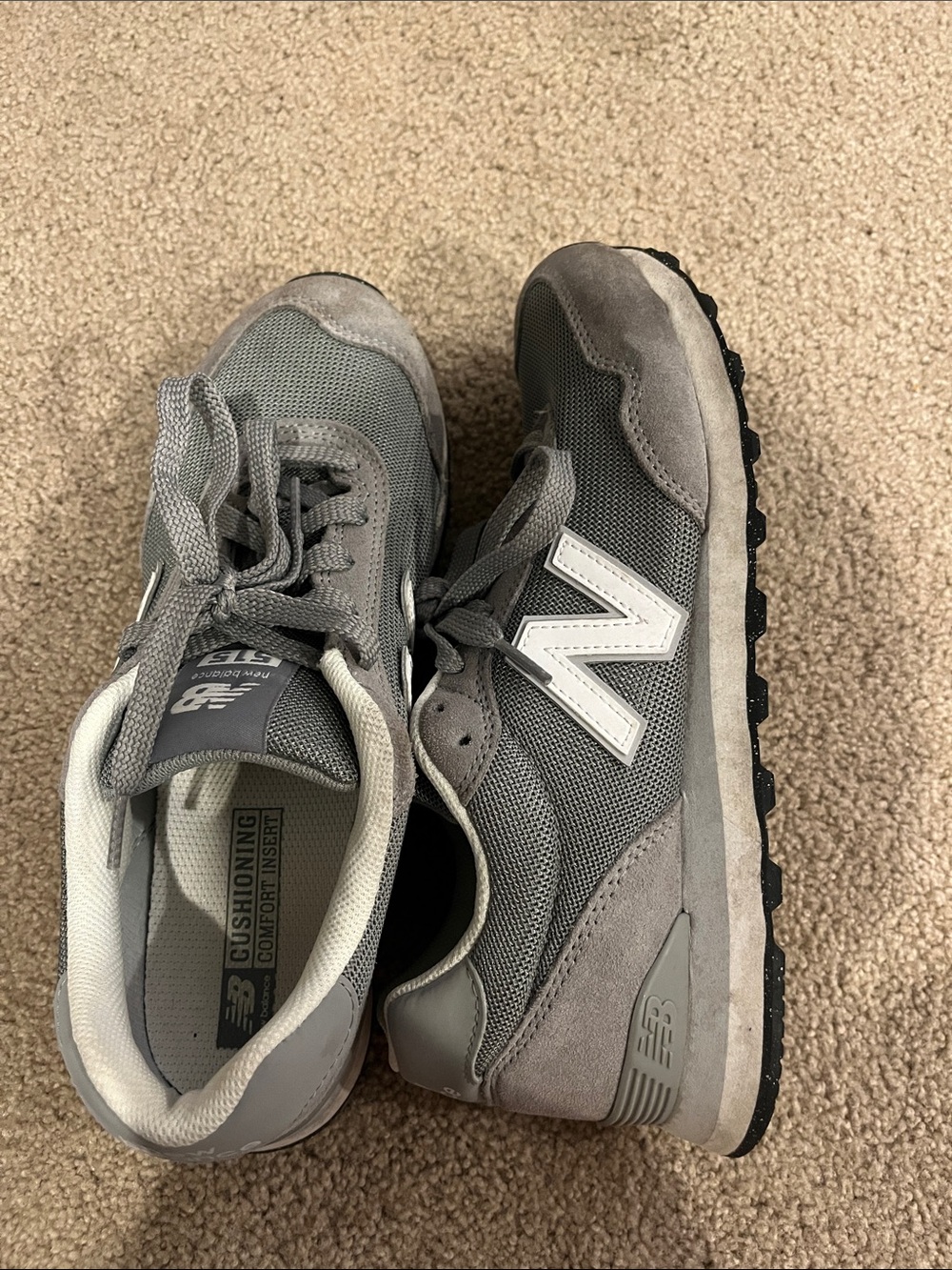 New Balance Men's Grey Suede & Mesh Sneakers with White 'N' Logo